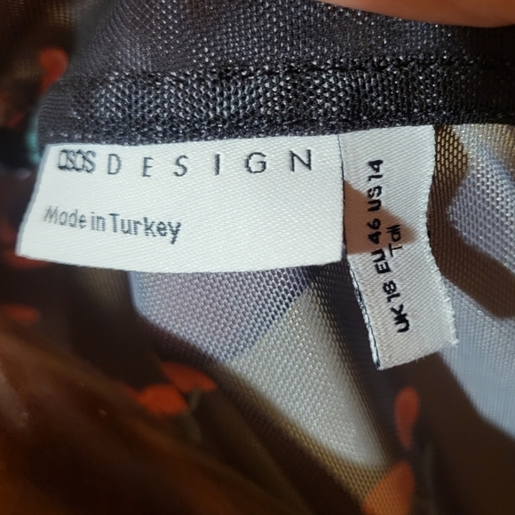 Asos Black Cherry Mesh Sheer Long Sleeve Ruffled Hem Cropped Shirt Size 14 - Picture 6 of 6